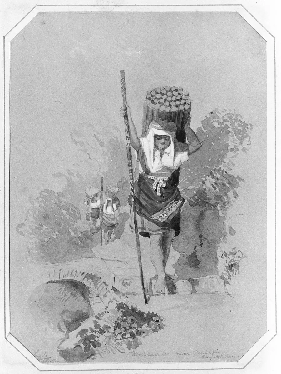 Wood Carrier, near Amalfi (from Cropsey Album) by George Snell