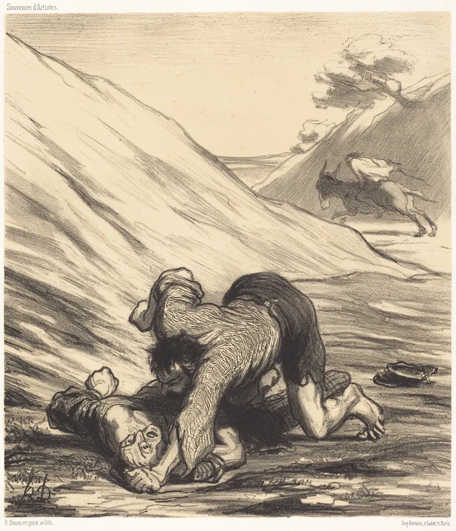 L'Ane et les deux voleurs by Honoré Daumier