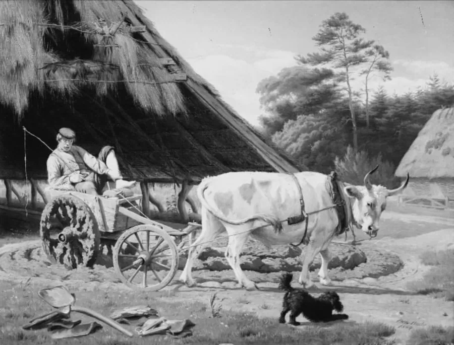 En æltevogn ved et teglværk i Jylland by Otto Bache