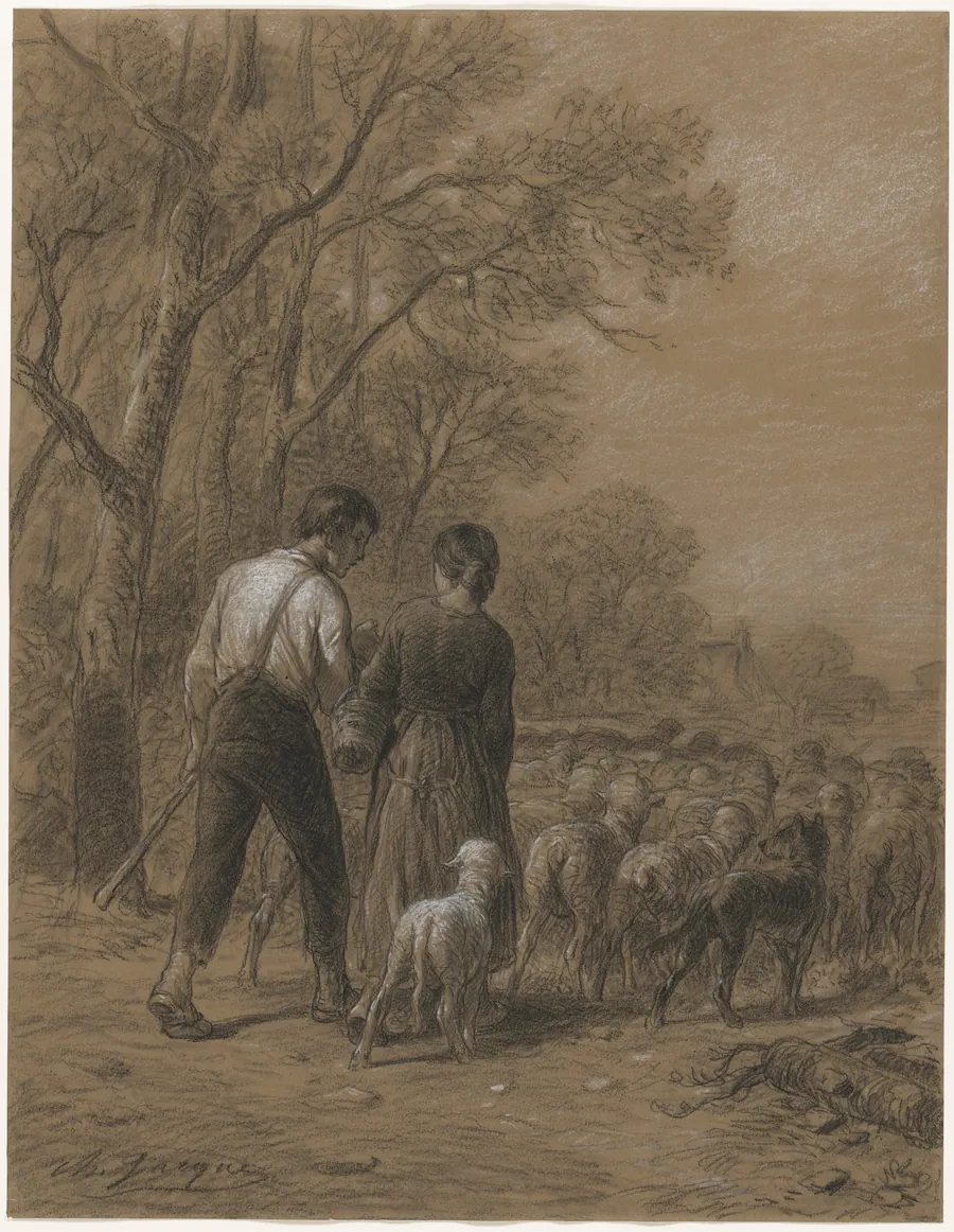 Bringing in the Sheep by Charles-Émile Jacque