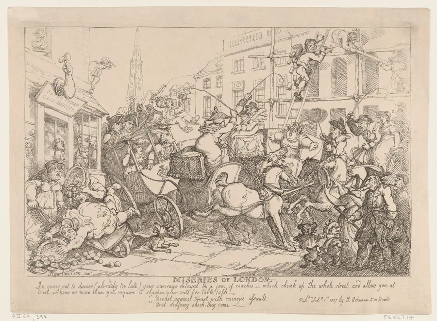 Miseries of London: Going Out to Dinner by Thomas Rowlandson