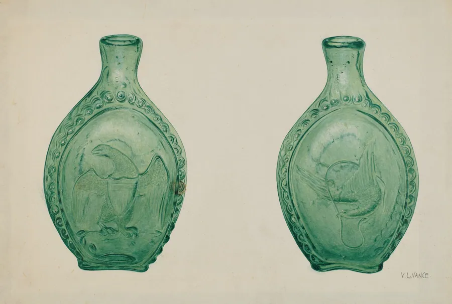 Green Glass Flask by V.L. Vance
