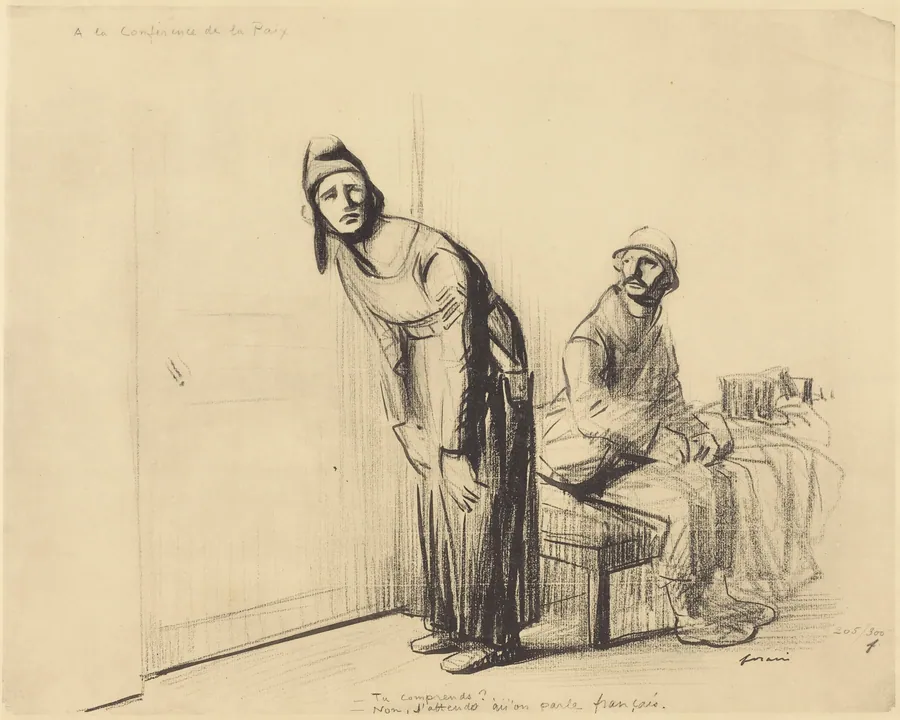 A la Conference de la Paix by Jean-Louis Forain