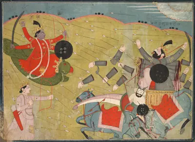 Krishna vanquishing King Bana, from an Usha-Aniruddha