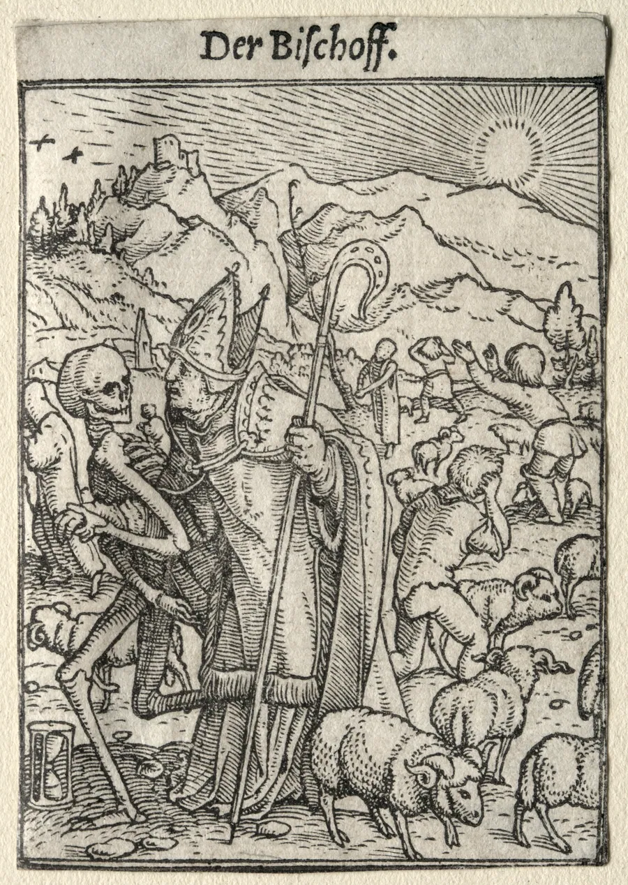 Dance of Death:  The Bishop by Hans Holbein the Younger