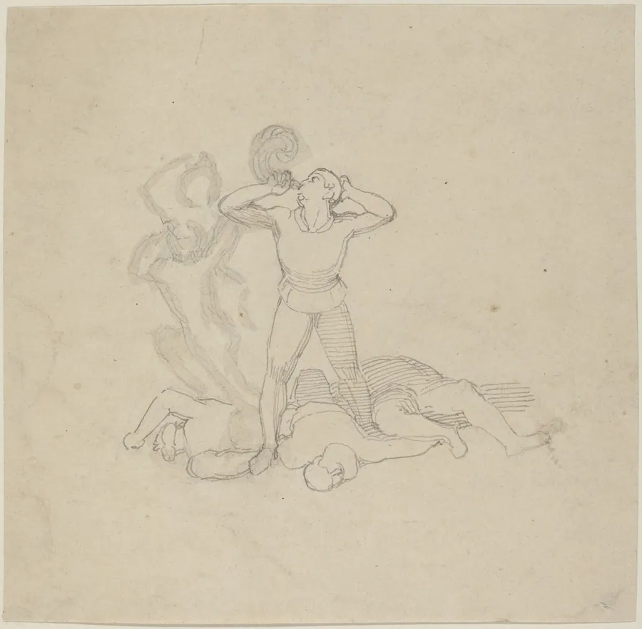 Figure Standing over Corpses, Blowing a Horn by John Flaxman