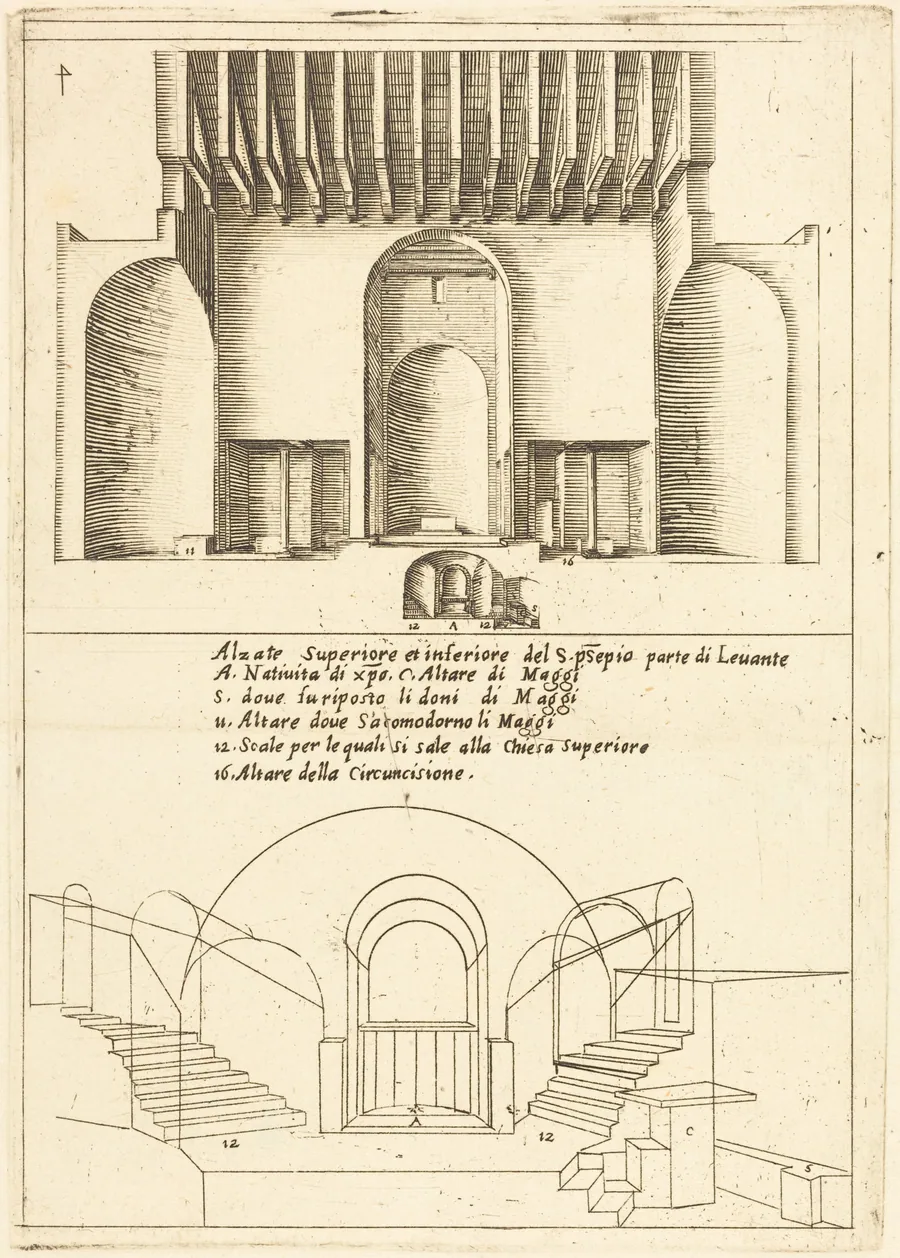 Elevation of the Church of the Holy Manger by Jacques Callot