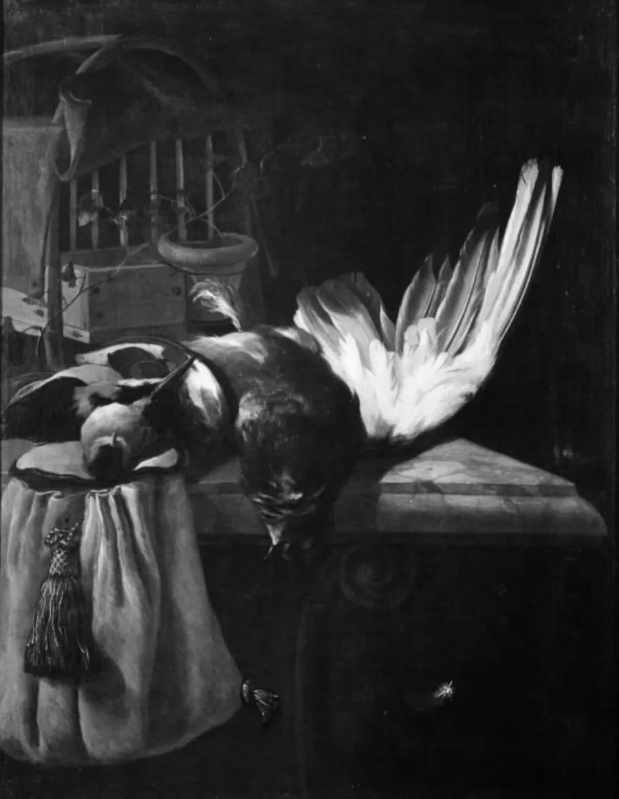 Døde fugle på et marmorbord by William Gouw Ferguson