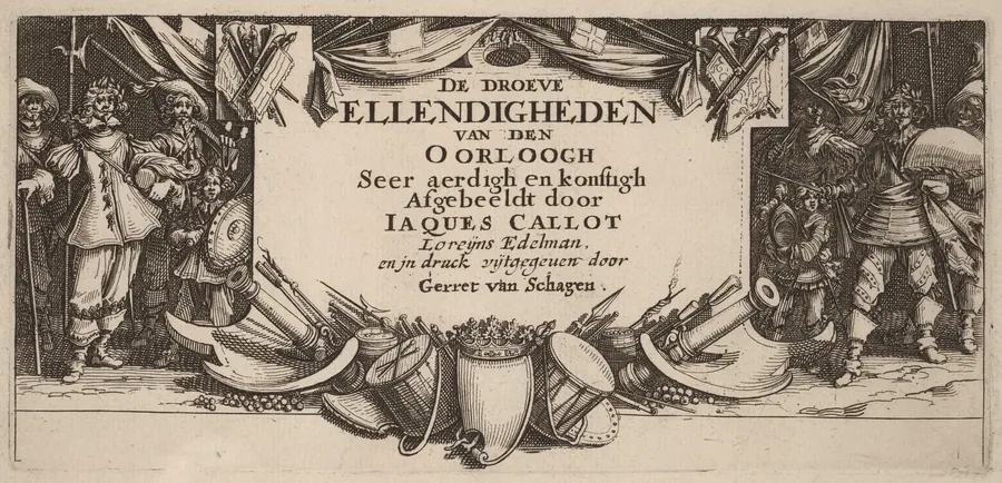 Title Page for "De droeve Ellendigheden van den Oorloogh" by Gerrit van Schagen
