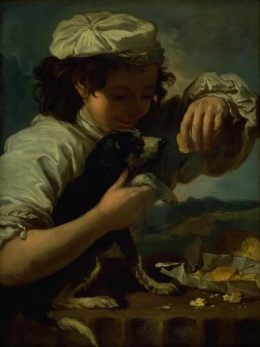 Dreng med en hund. (Allegori på "Smagen") by Bernardo Eberhart Keilhau