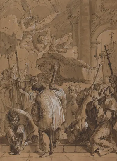 Funeral Procession of a Saint with Angels