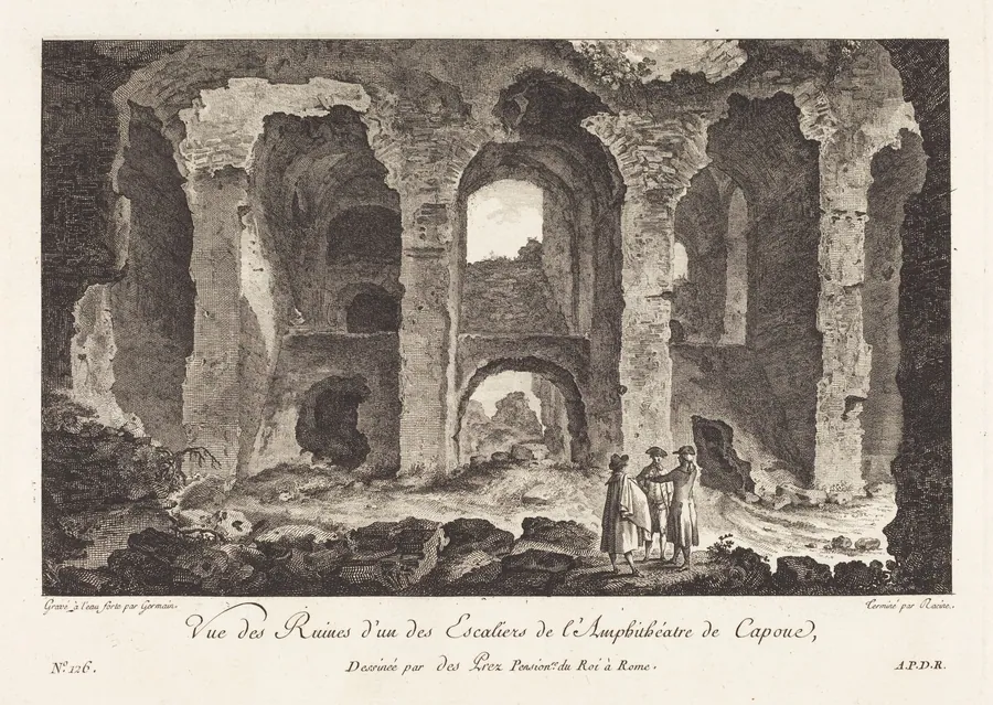 Vue des Ruines d'un des Escaliers de l'Amphithéatre de Capue by P.F. Germain