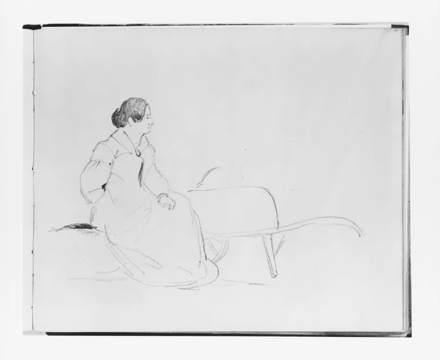Woman Seated on a Barrel (from Sketchbook) by Francis William Edmonds