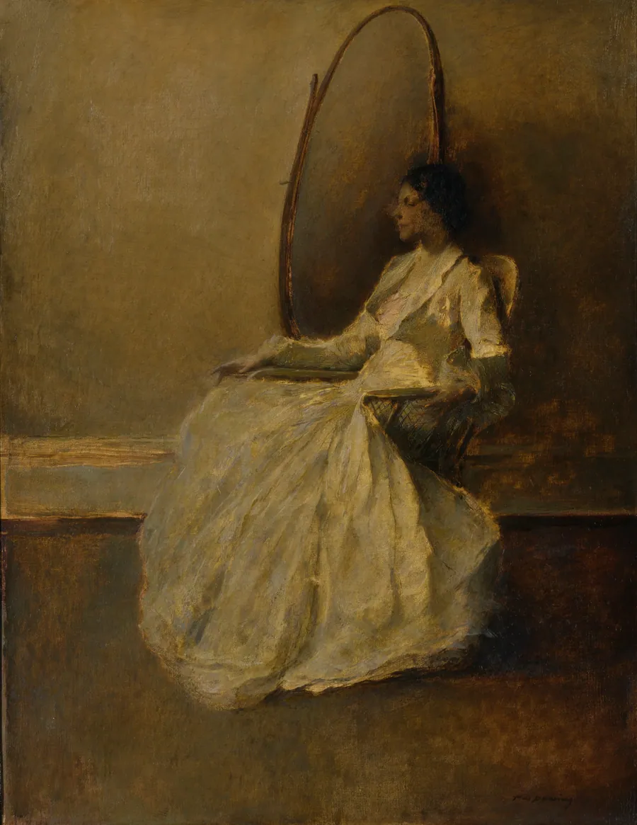 Lady in White (No. 1) by Thomas Wilmer Dewing, born Boston, MA 1851-died New York City 1938