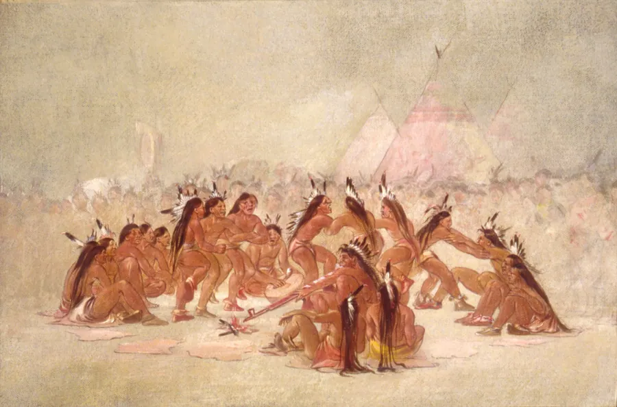 Pipe Dance, Assiniboine by George Catlin, born Wilkes-Barre, PA 1796-died Jersey City, NJ 1872