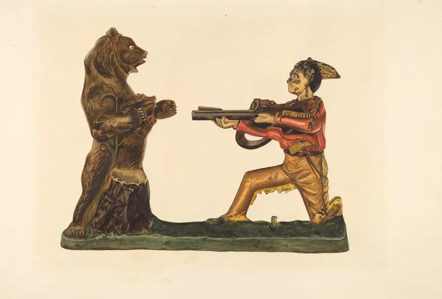 Toy Bank: Hunter Shooting Bear by Einar Heiberg