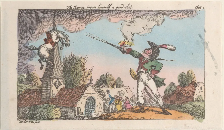 The Baron proves himself a good shot by Thomas Rowlandson