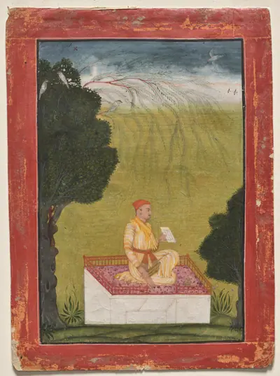 Raja Dilip Singh of Guler on a dais