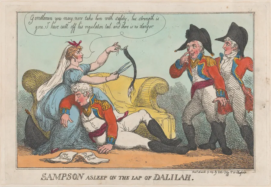 Sampson Asleep on the Lap of Dalilah by Thomas Tegg