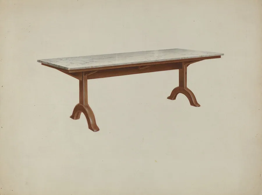 Shaker Dining Table (Marble Top) by John W. Kelleher