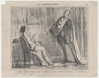 La simple comédie ne suffisant plus à l'ambition artiste de Mr. de Boisfumé..., from Les Comédiens de Société, published in Le Charivari, May 11, 1858