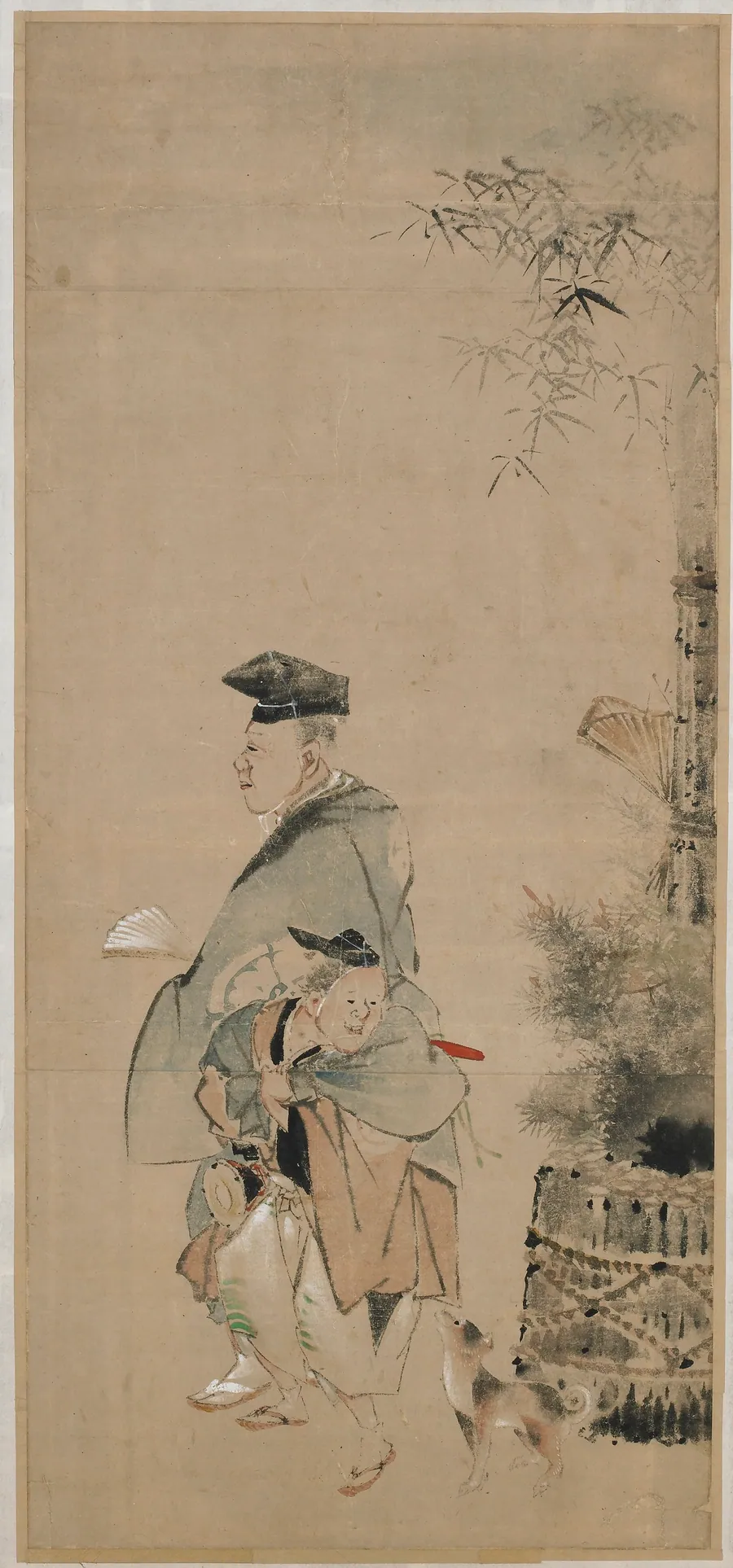 Two Entertainers Strolling on the New Year by Attributed to Katsushika Hokusai 葛飾北斎 (1760-1849)