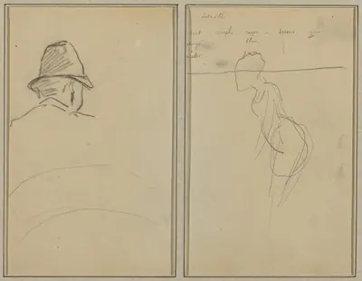 A Head of Man with Hat, Seen from Behind; A Standing Woman [recto]
