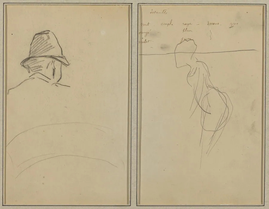 A Head of Man with Hat, Seen from Behind; A Standing Woman [recto] by Paul Gauguin