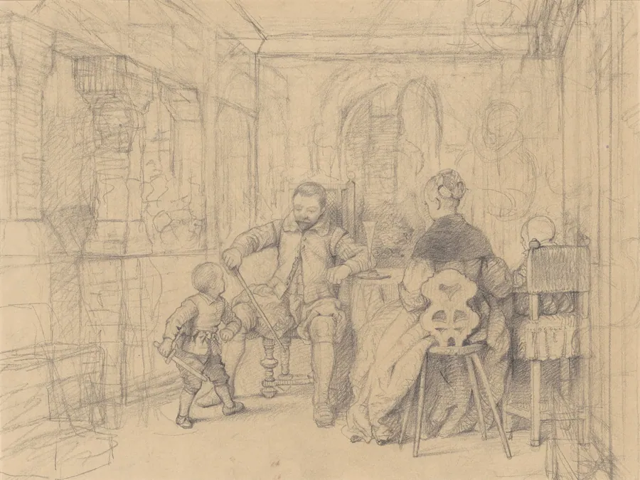 The Fencing Lesson [recto] by Richard Caton Woodville