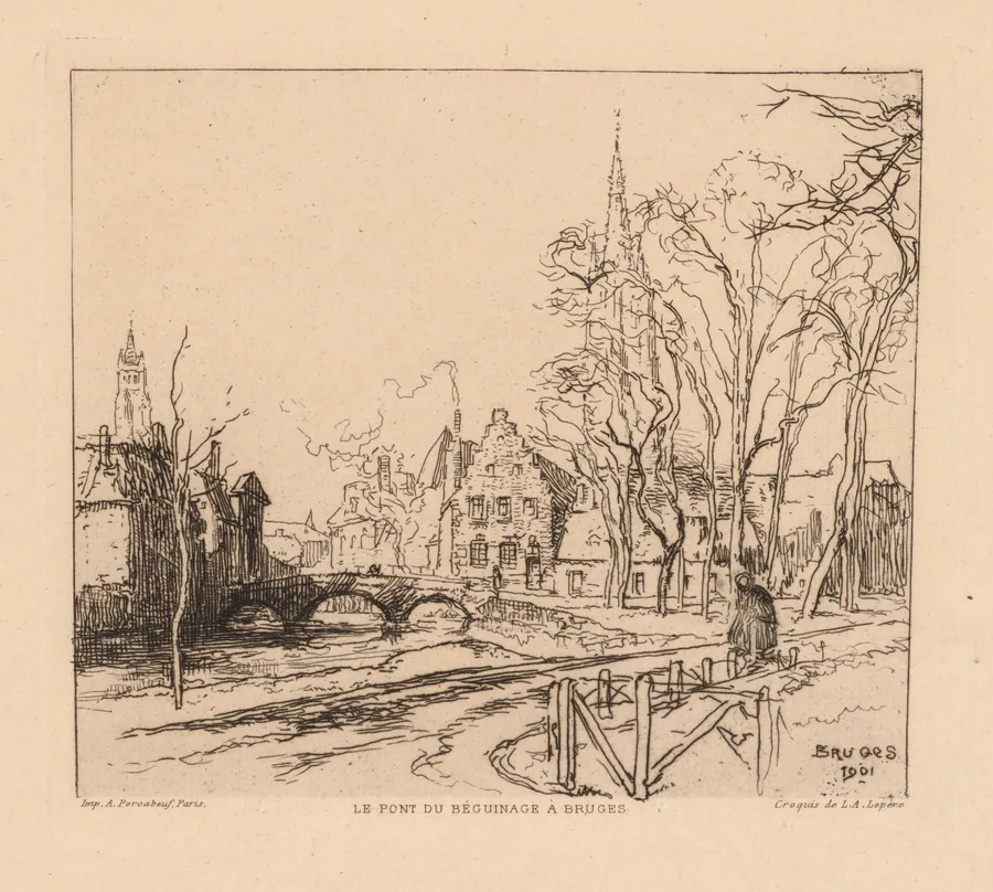 The Béguinage Bridge in Bruges (La Pont du Beguinage à Bruges) by Auguste Louis Lepère