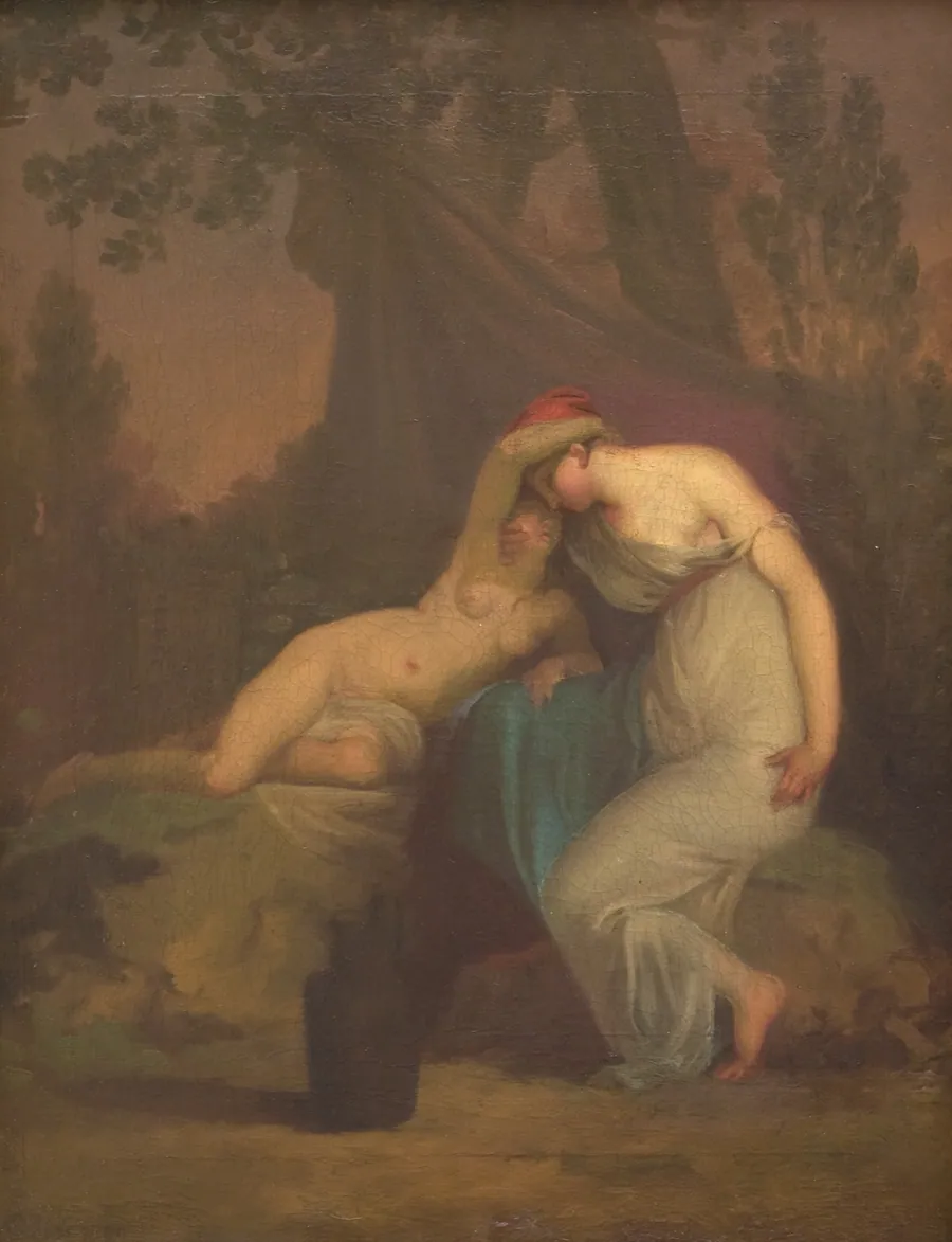 Den græske digter Sappho og mytilenerinden by Nicolai Abildgaard