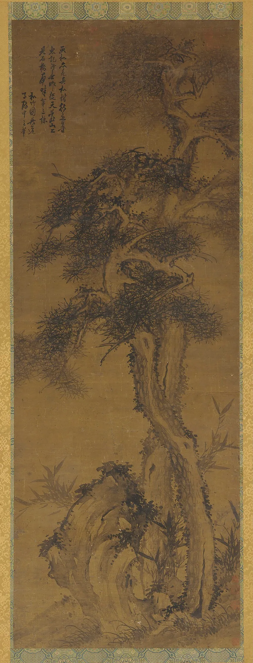 Pines, rock, and bamboo by Formerly attributed to Wu Daozi (傳)吳道子 (active ca. 710-760)