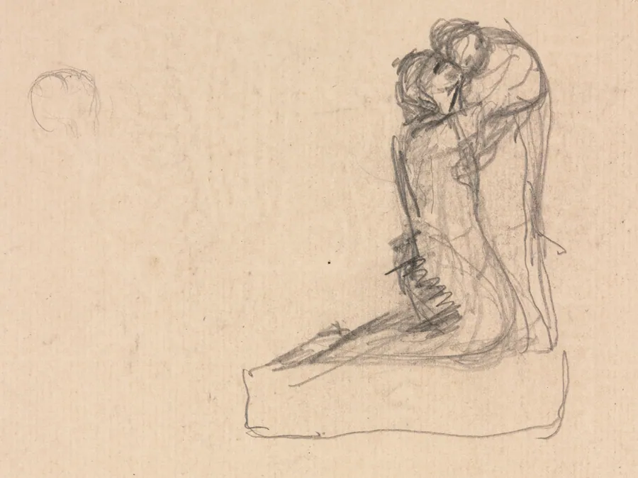 Sketch of Two Figures Embracing (verso) by Théodule Ribot