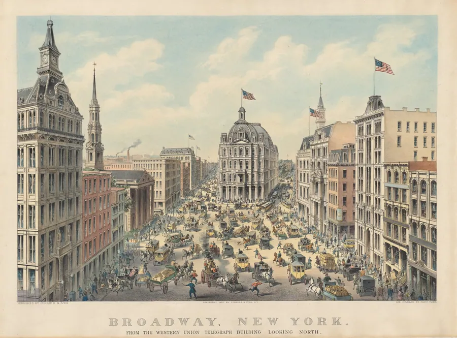 Broadway, New York: From the Western Union Telegraph Building Looking North by Currier and Ives