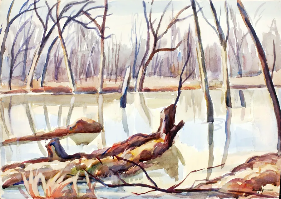 Rock Creek, Winter by Edgar Nye, born Richmond, VA 1879-died Washington, DC 1943