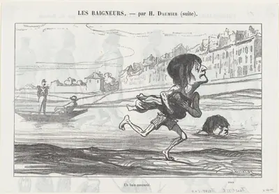 A forbidden swimming pleasure, from 'The bathers,' published in Le Petit Journal pour Rire, August 6, 1864