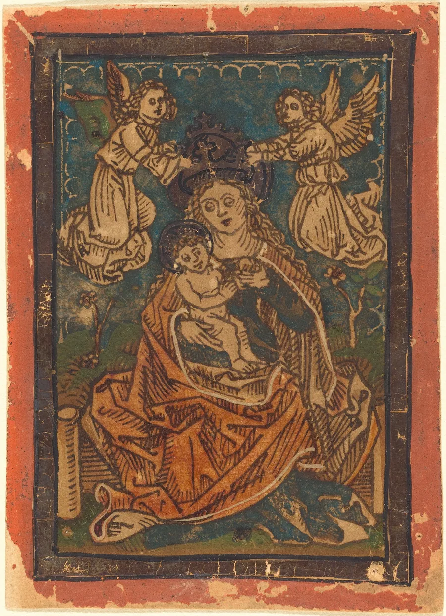 Madonna and Child Seated on a Grassy Bank with Angels by German 15th Century