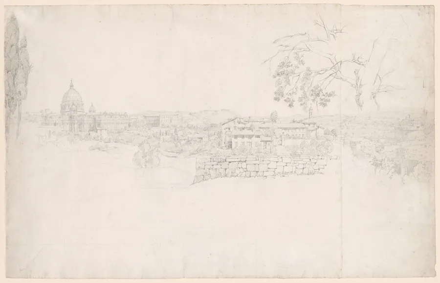 Fantasy Panorama of Rome from St. Peter's to the Castel San Angelo by Peter von Hess