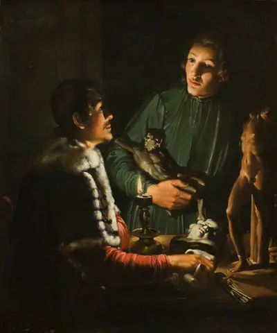To billedhuggere ved nattetid. Francois Duquesnoy og Georg Petel