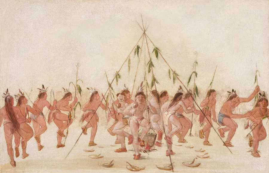 Green Corn Dance, Hidatsa by George Catlin, born Wilkes-Barre, PA 1796-died Jersey City, NJ 1872