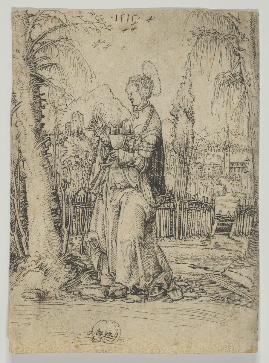 Saint Barbara in a Landscape by Anonymous, Swiss, 16th Century