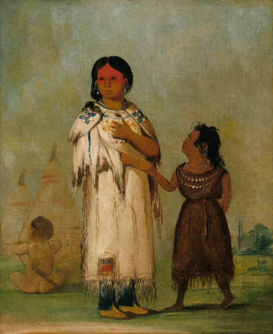 Assiniboin Woman and Child by George Catlin, born Wilkes-Barre, PA 1796-died Jersey City, NJ 1872