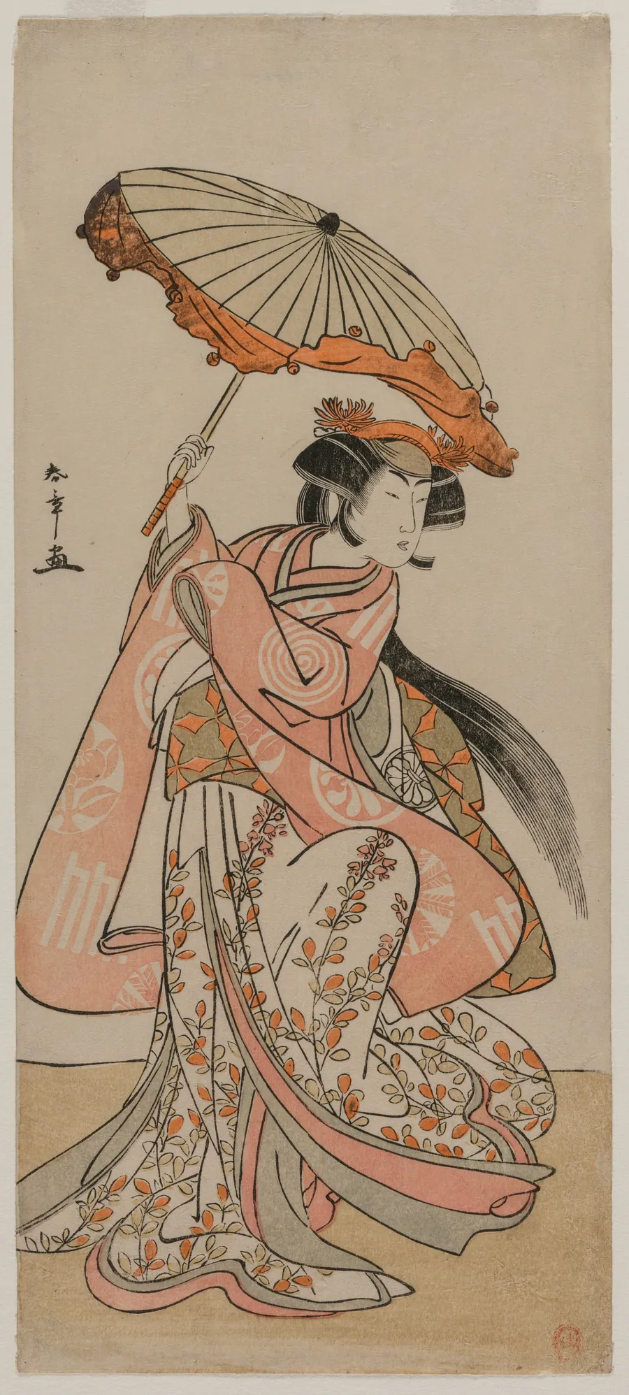 The Actor Segawa Kikunojo II Dancing with a Parasol by Katsukawa Shunshō