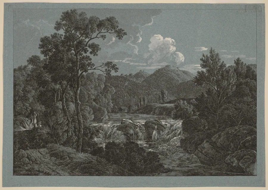The Waterfall near Schladming in the Steiermark by Josef Rebell