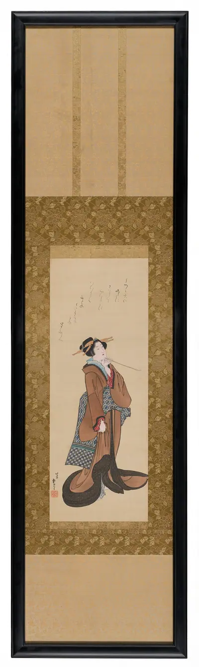 Woman holding a tobacco pipe