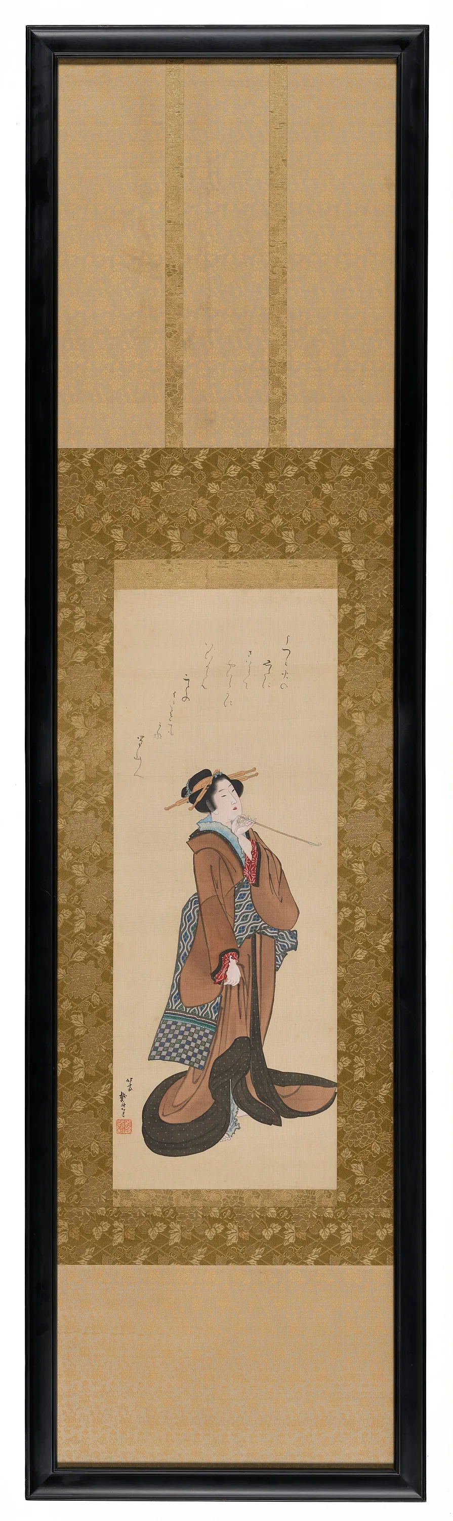 Woman holding a tobacco pipe by Katsushika Hokusai 葛飾北斎 (1760-1849)