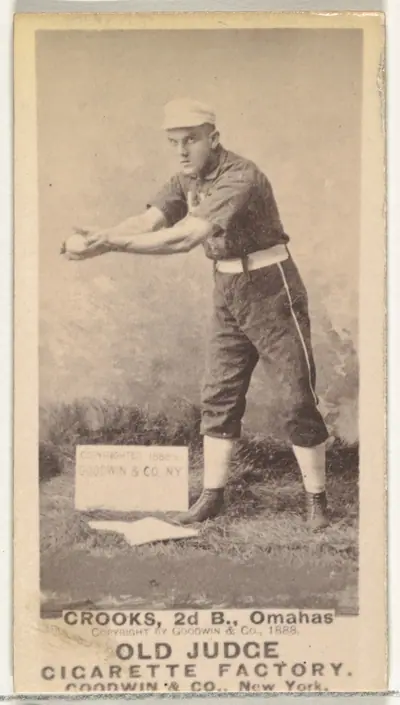 John Charles "Jack" Crooks, 2nd Base, Omaha Omahogs/ Lambs, from the Old Judge series (N172) for Old Judge Cigarettes