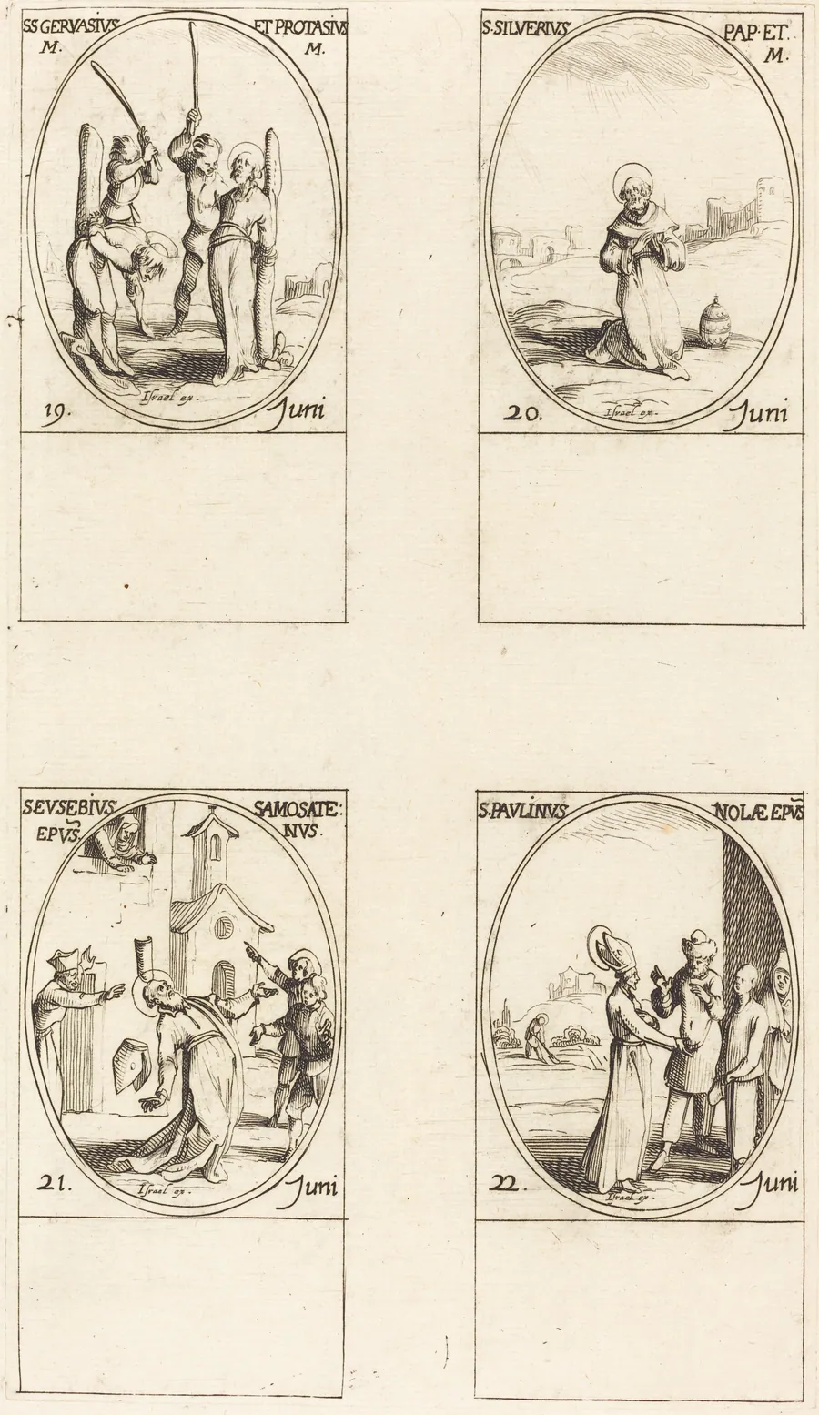 Sts. Gervase & Protase; St. Silverius; St. Eusebius of Samosata; St. Paulinus of Nola by Jacques Callot