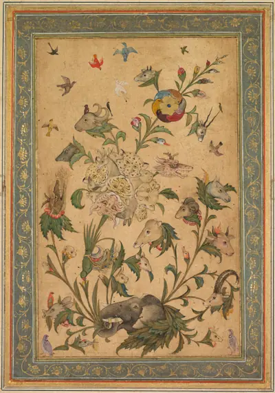 A floral fantasy of animals and birds (Waq-waq)