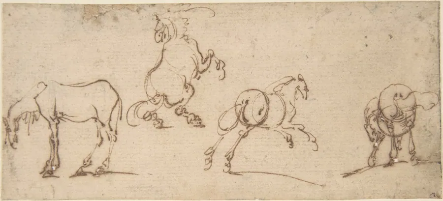 Four Studies of Horses by Jacques Callot